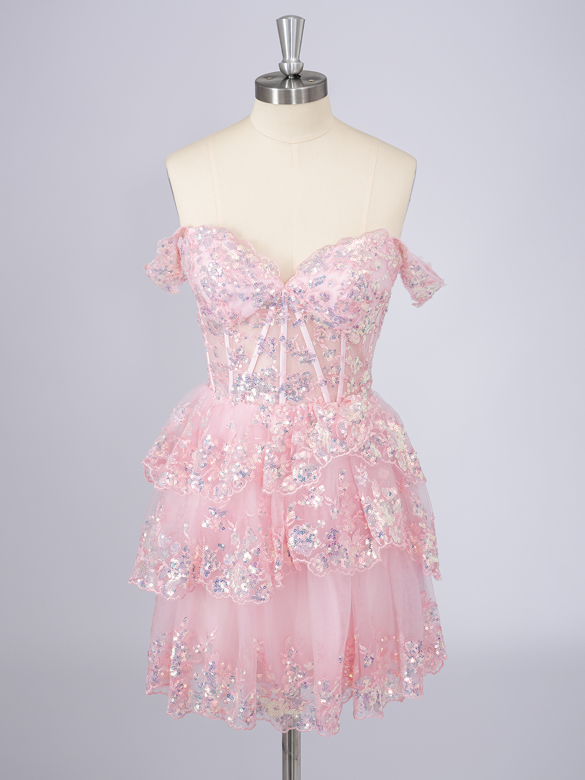 A-Line Tulle Strapless With Appliques Short Homecoming Dress