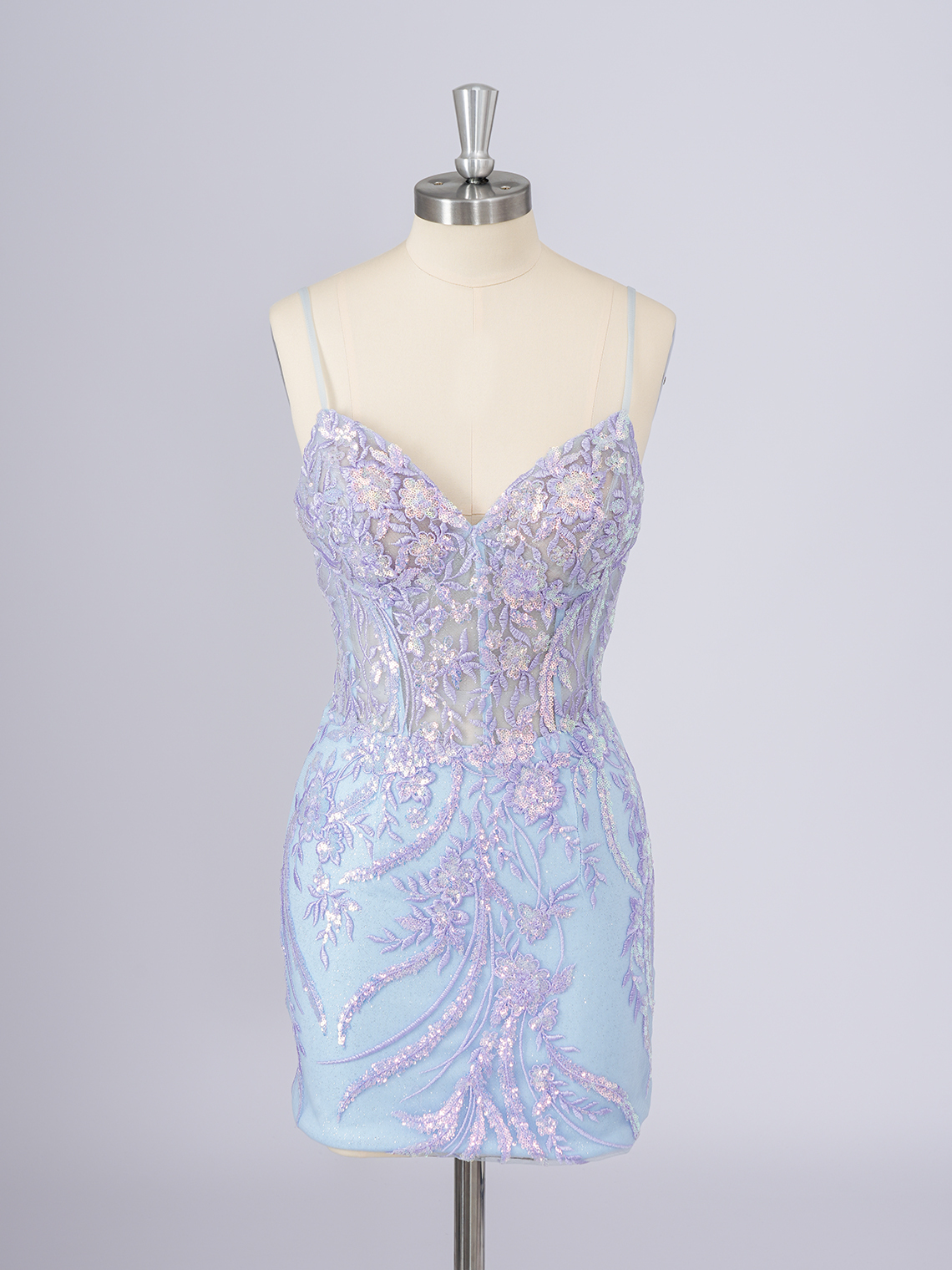 Sparkle Tulle Spaghetti Appliques With Sequin Short Homecoming Dress