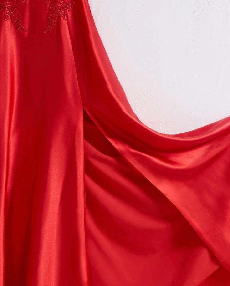 A-line Spaghetti Straps Corset Back Prom Dresses With Split Evening Dresses, product image 7