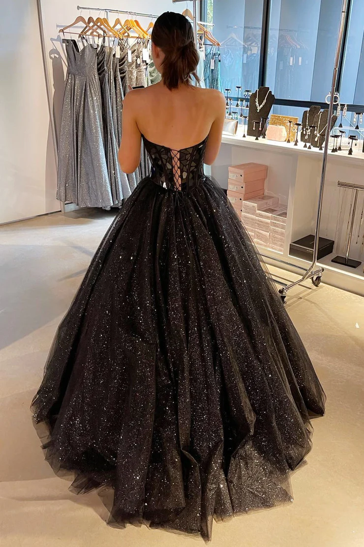Off-the-Shoulder A-Line&Princess Sweetheart Sleeveless Floor Length Long Prom Gown 