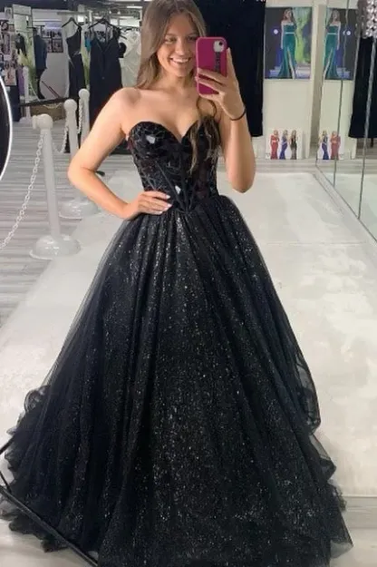 Off-the-Shoulder A-Line&Princess Sweetheart Sleeveless Floor Length Long Prom Gown 