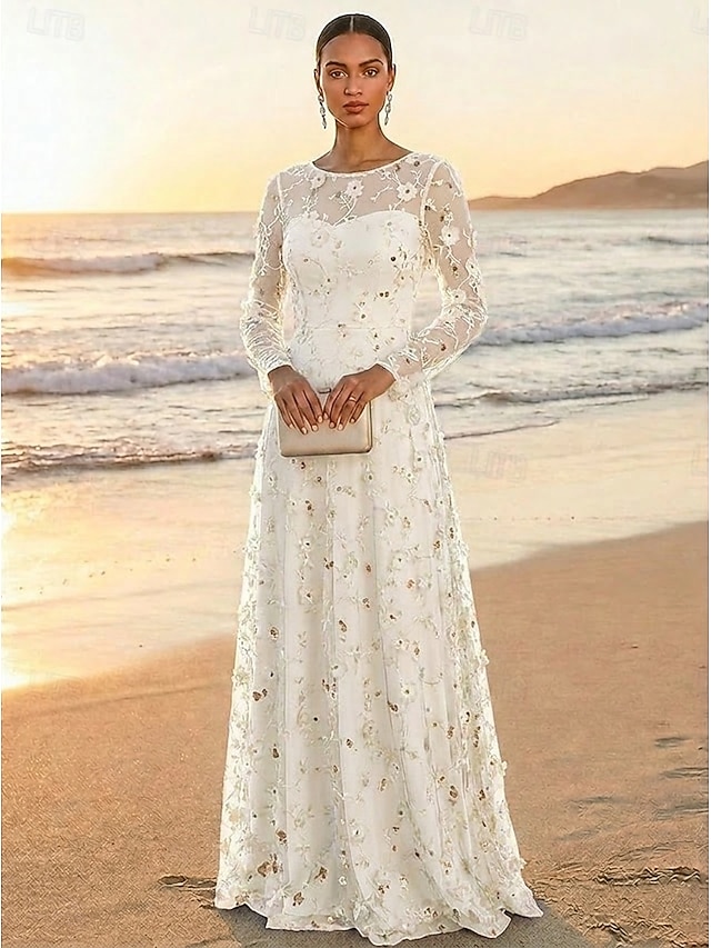 a-line mother of the bride dresses cocktail dresses party dresses floor length lace tulle crew neck, supplier image 11