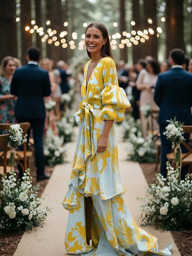 a-line floor length mother of the bride dresses wedding guest dresses formal dresses evening gown long sleeve v neck, supplier image 6