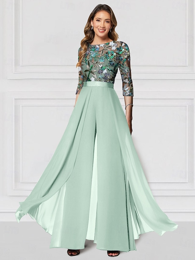jumpsuit pantsuit mother of the bride dresses formal dresses floor length chiffon with sequin, supplier image 8