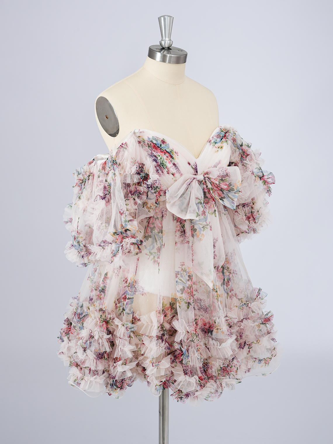 Pink Chiffon A-Line V Neck With Bow knot Short Homecoming Dress