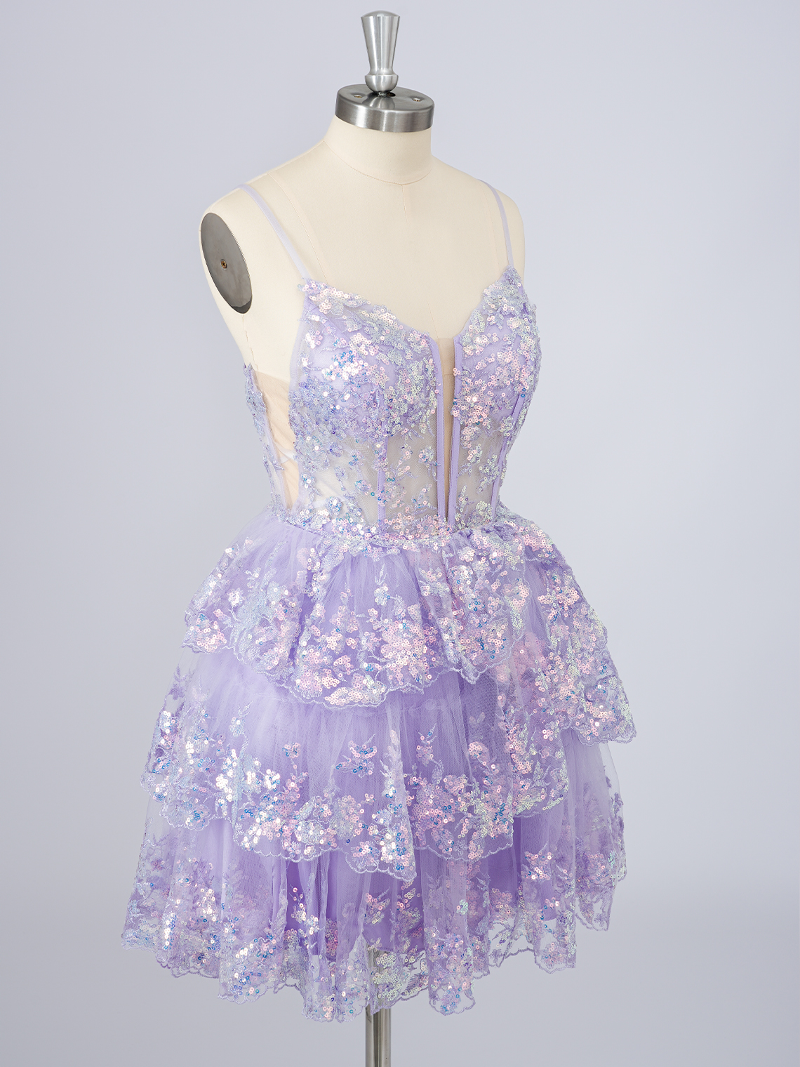 Sparkle Tulle A-Line Appliques With Sequin Short Homecoming Dress