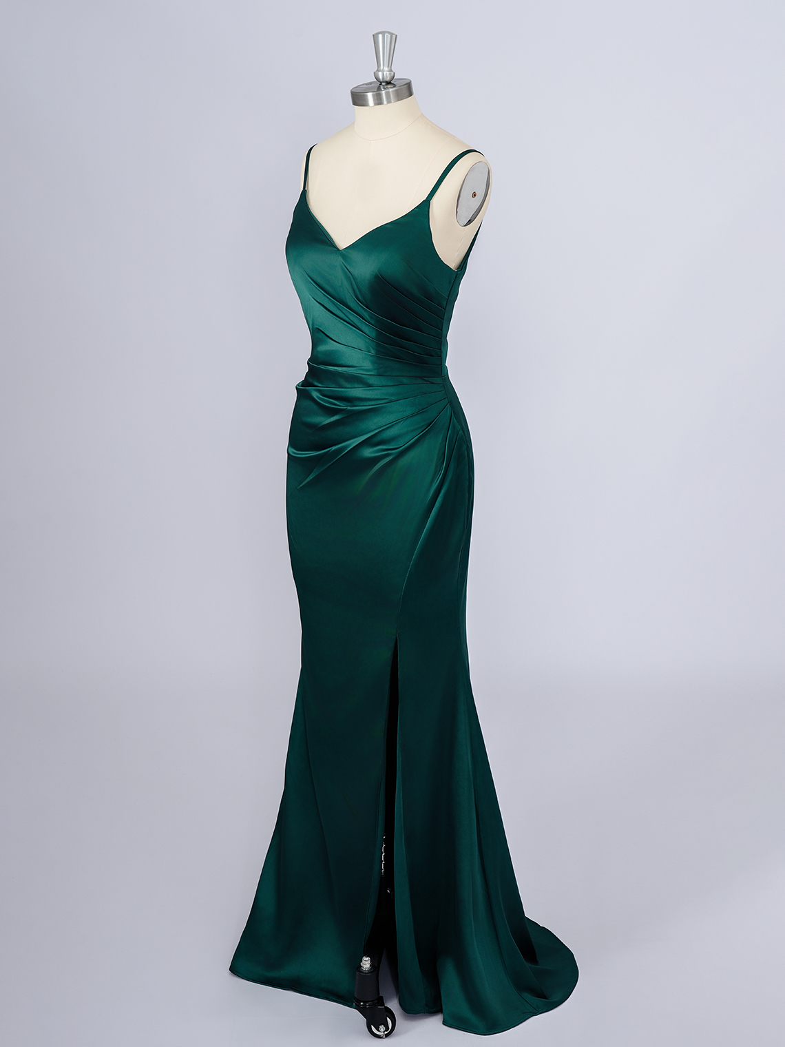 Dark Green Mermaid V Neck Sleeveless With Slit Long Prom Dress