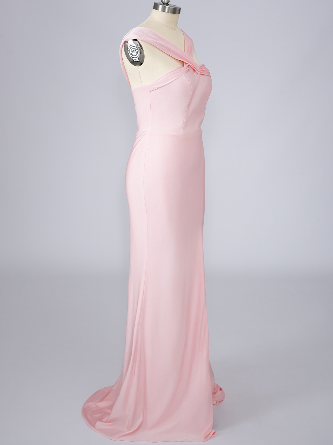 Pink Mermaid Satin Sleeveless With High Split Long Prom Dress