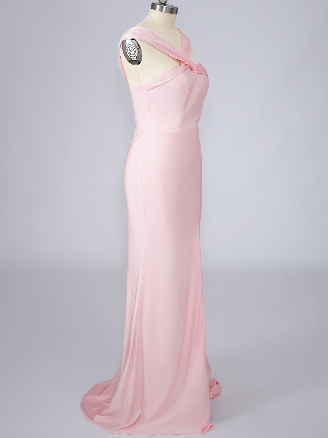 Pink Mermaid Satin Sleeveless With High Split Long Prom Dress