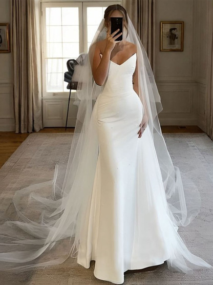 Dresses White Sheath Stretch Crepe V neck Sleeveless Wedding Dresseseses