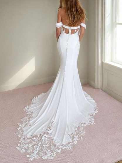 Dresses Mermaid V Neck Sleeveless Cathedral Train With Appliques Wedding Dresseseses