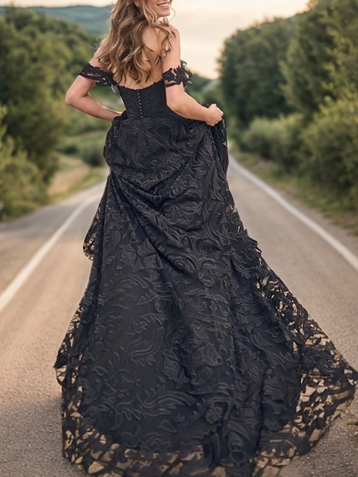 A line Black Lace Sweetheart Sleeveless With Appliques Wedding Dress