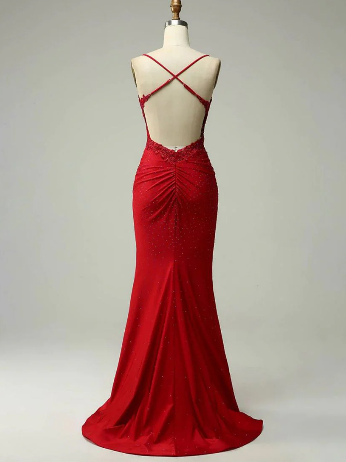 Mermaid Sleeveless Backless with Appliques Long Tight Prom Dress