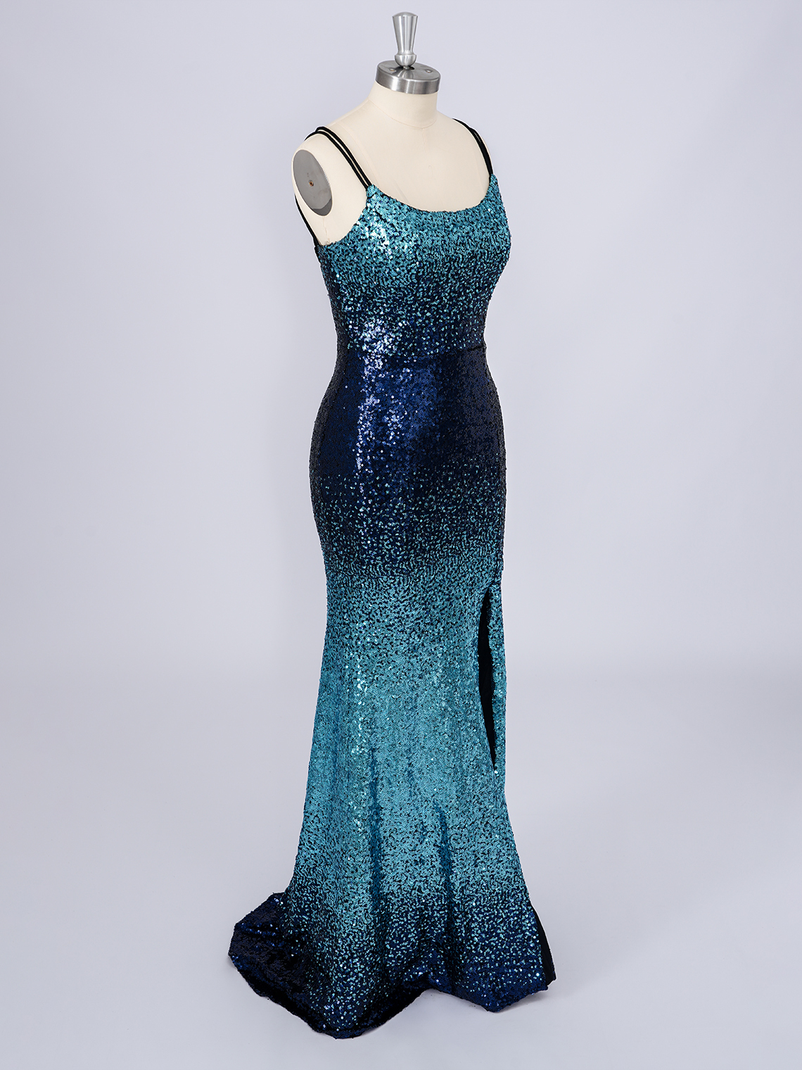 Mermaid Spaghetti Sequins Sleeveless Lace UP With Slit  Prom Dress