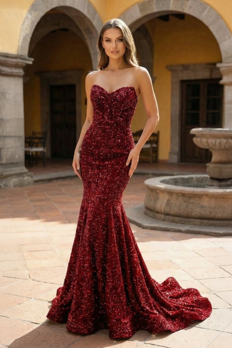 Mermaid Sweetheart Neck Sequins Prom Dresses Evening Dresses, product image 8