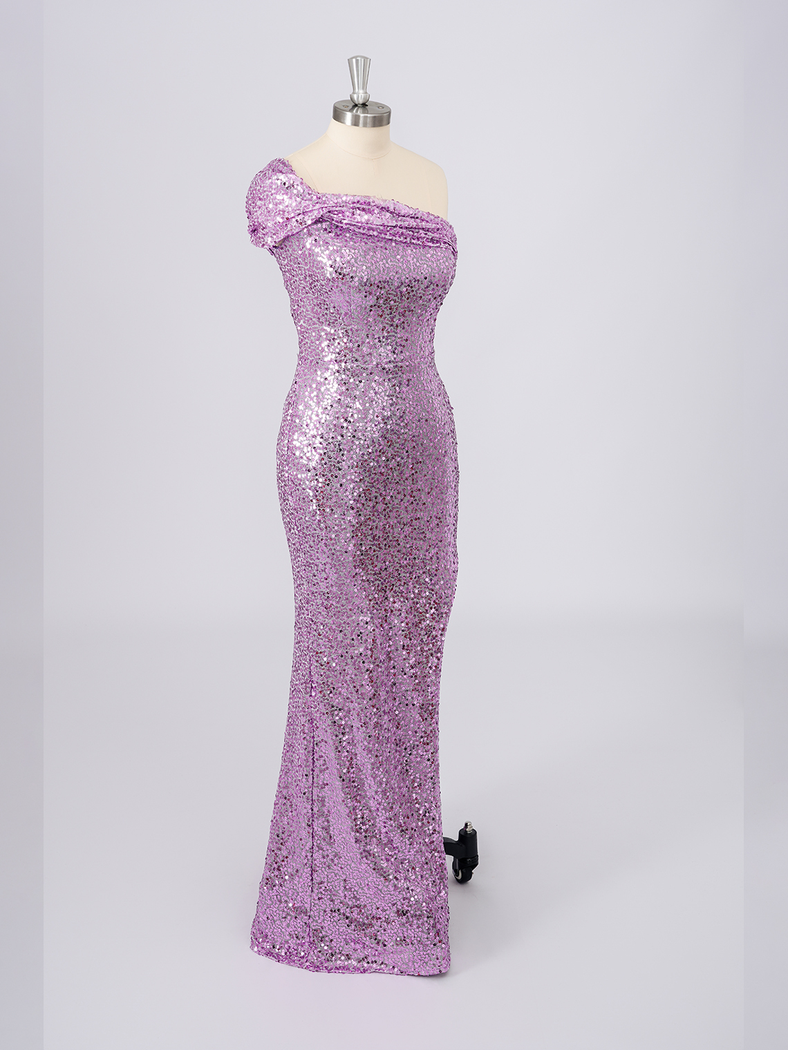 Lilac Mermaid Sequins One Shoulder Sleeveless With Slit Prom Dress