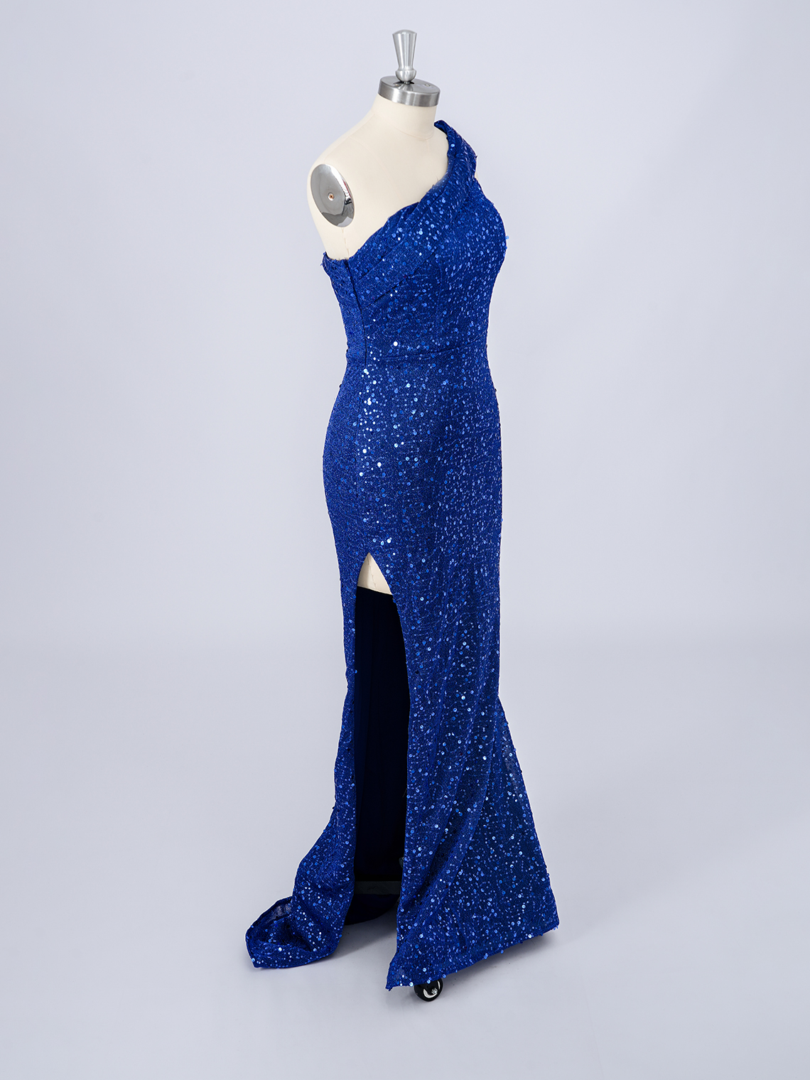 Sparkle Mermaid Sequins One Shoulder With Side Slit Long Prom Dress