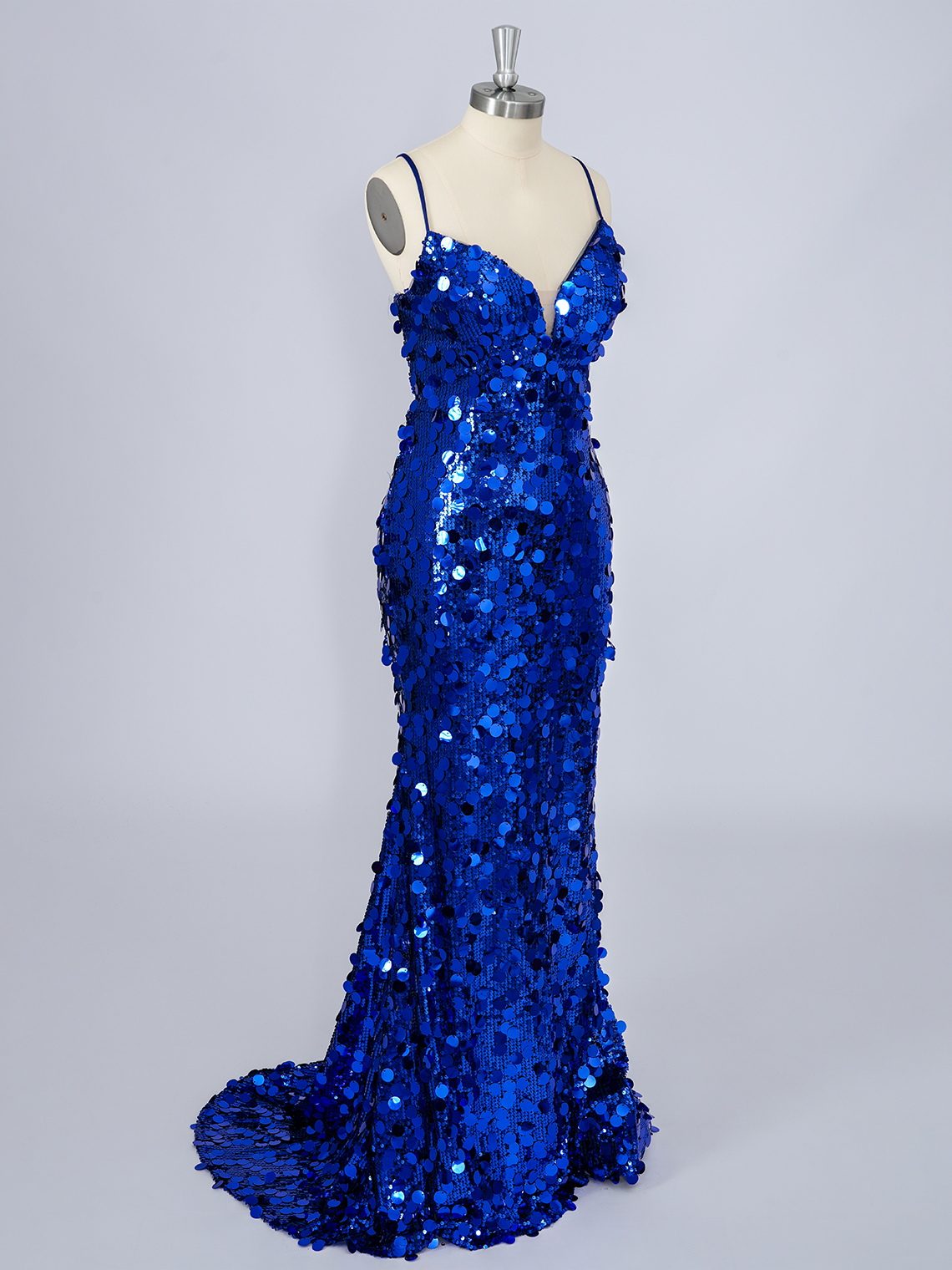 Sparkle Mermaid Spaghetti Sequins Sleeveless Long Prom Dress