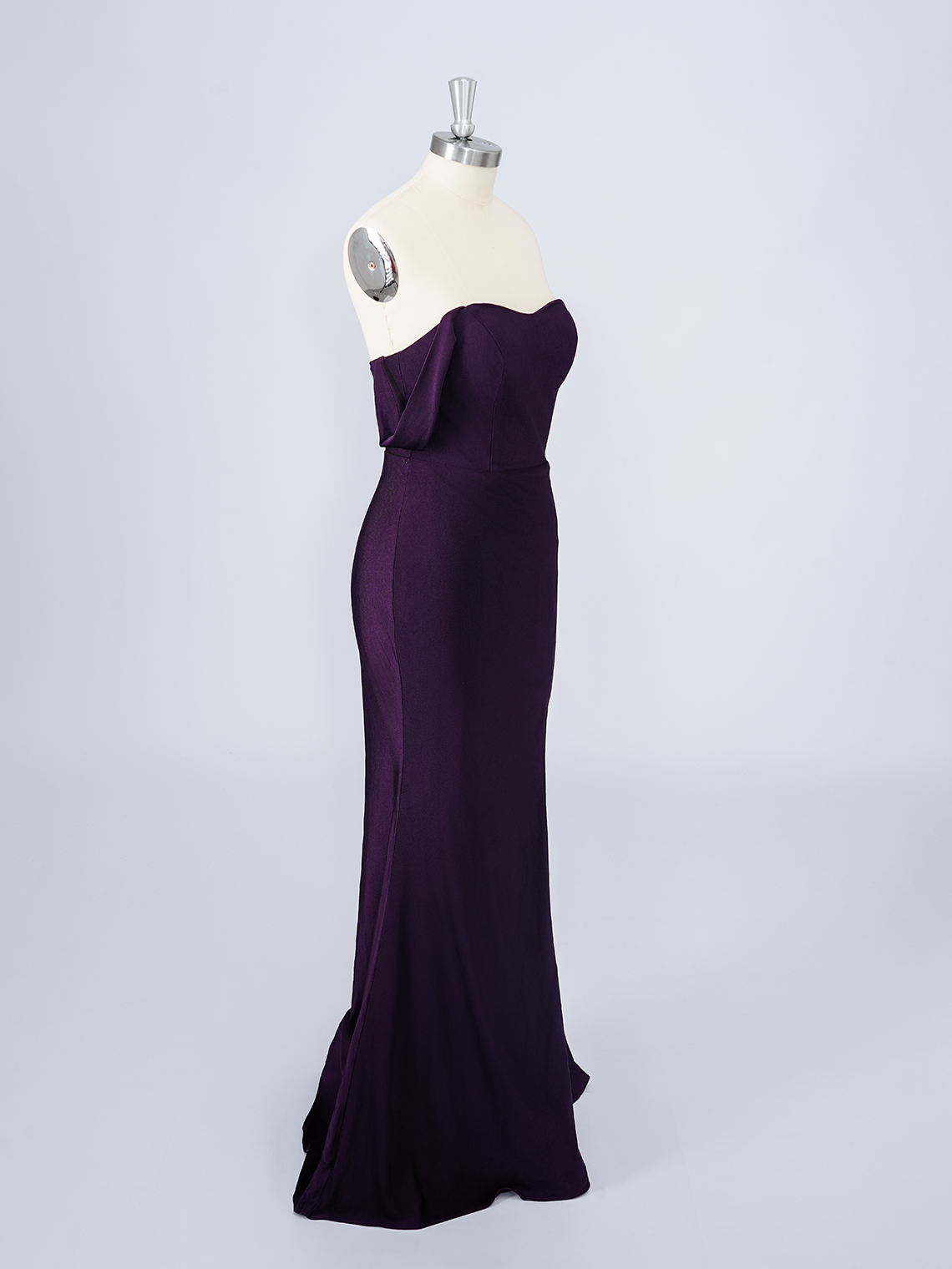 Dark Grape Mermaid Satin Strapless With High Split Long Prom Dress