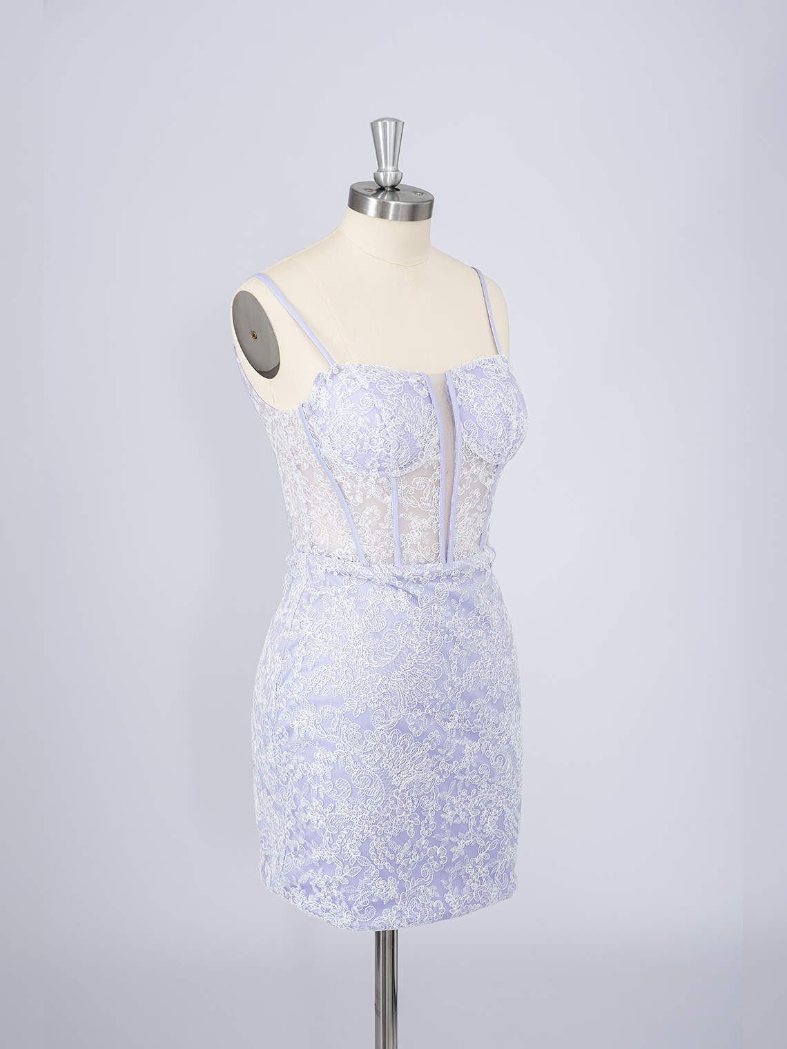 Sexy Lilac Sheath Lace Spaghetti With Appliques Short Homecoming Dress
