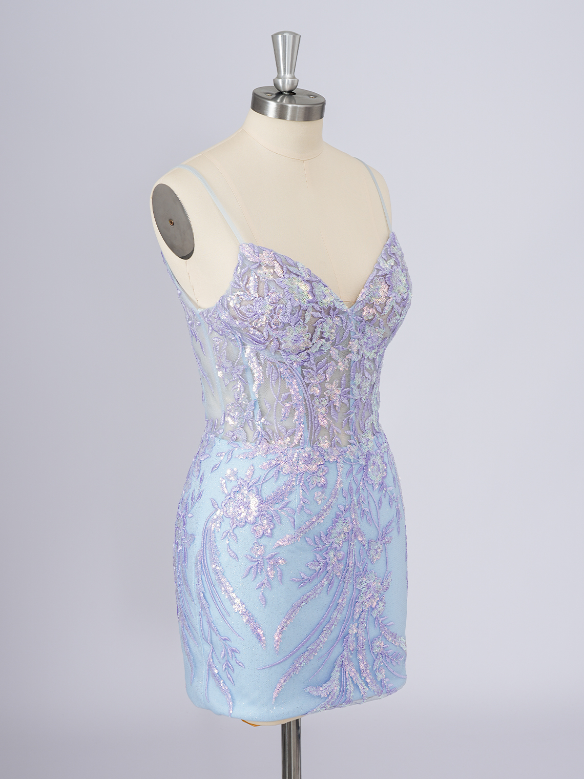 Sparkle Tulle Spaghetti Appliques With Sequin Short Homecoming Dress