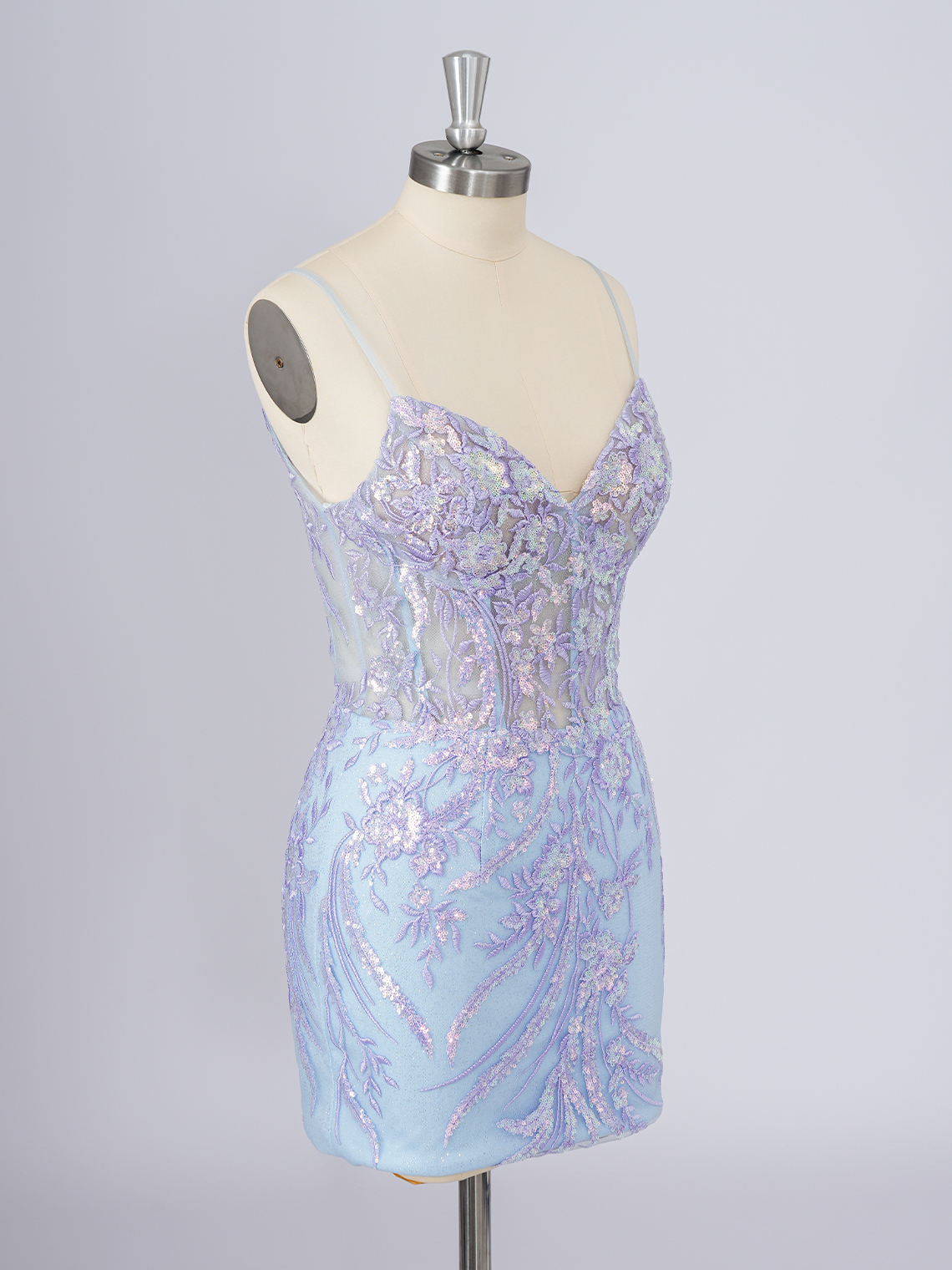 Sparkle Tulle Spaghetti Appliques With Sequin Short Homecoming Dress