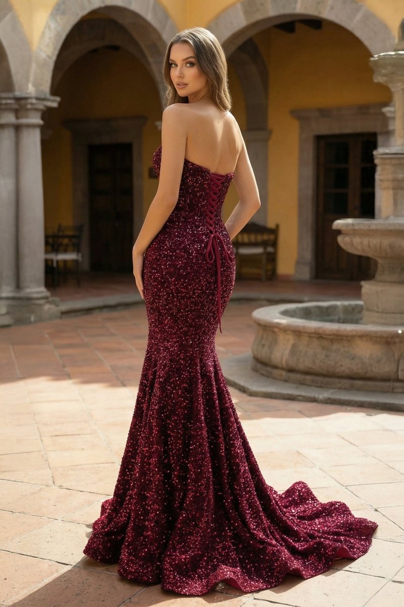 Mermaid Sweetheart Neck Sequins Prom Dresses Evening Dresses, product image 9