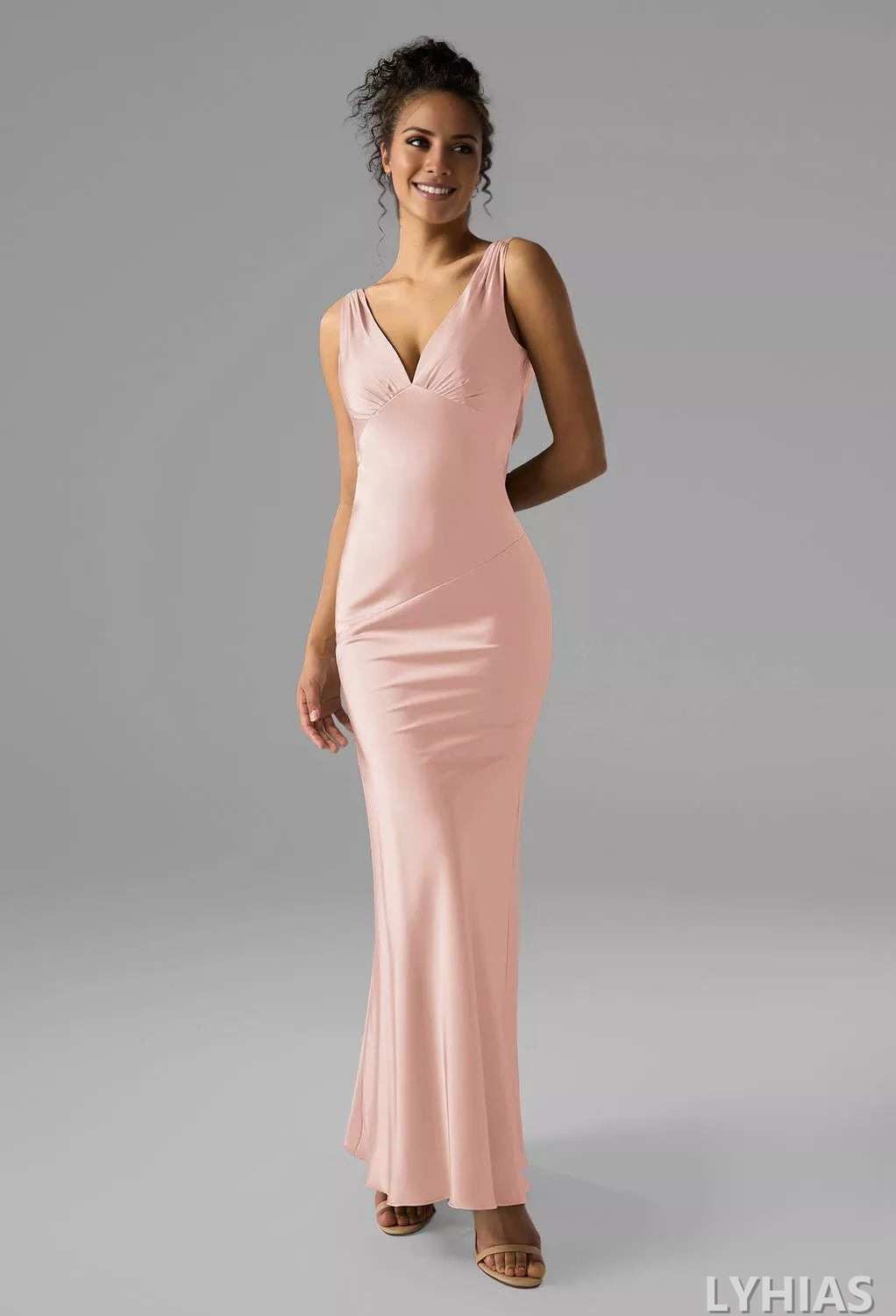 Satin Sheath/column Floor-Length Bridesmaid Dresses