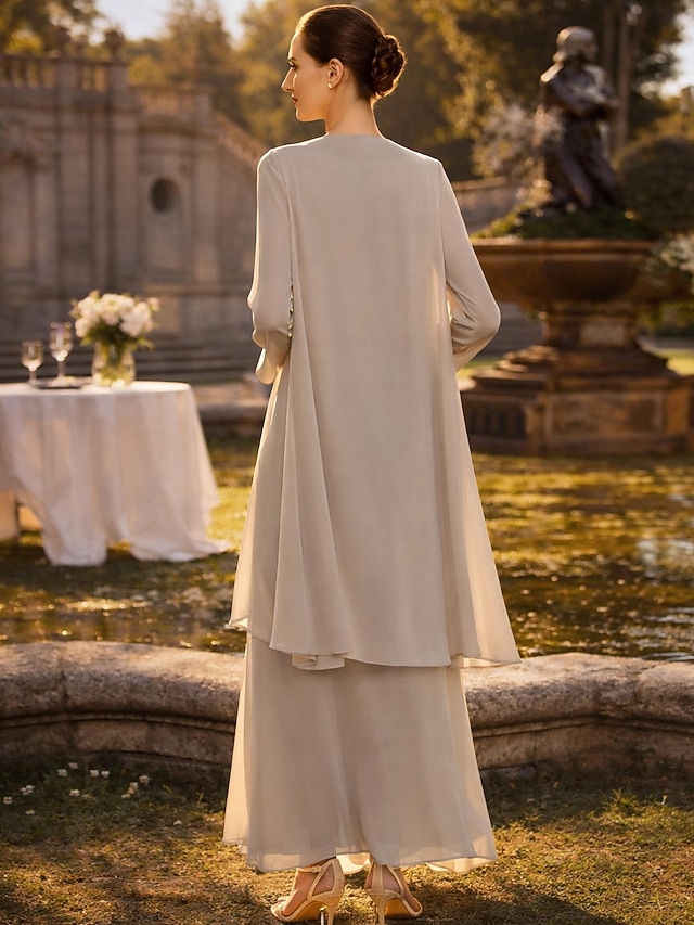 sheath column ankle length mother of the bride dresses wedding guest dresses sleeveless elegant simple chiffon, supplier image 2