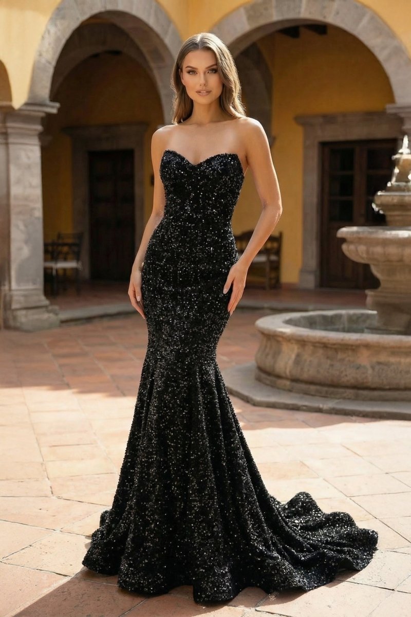 Mermaid Sweetheart Neck Sequins Prom Dresses Evening Dresses, product image 6