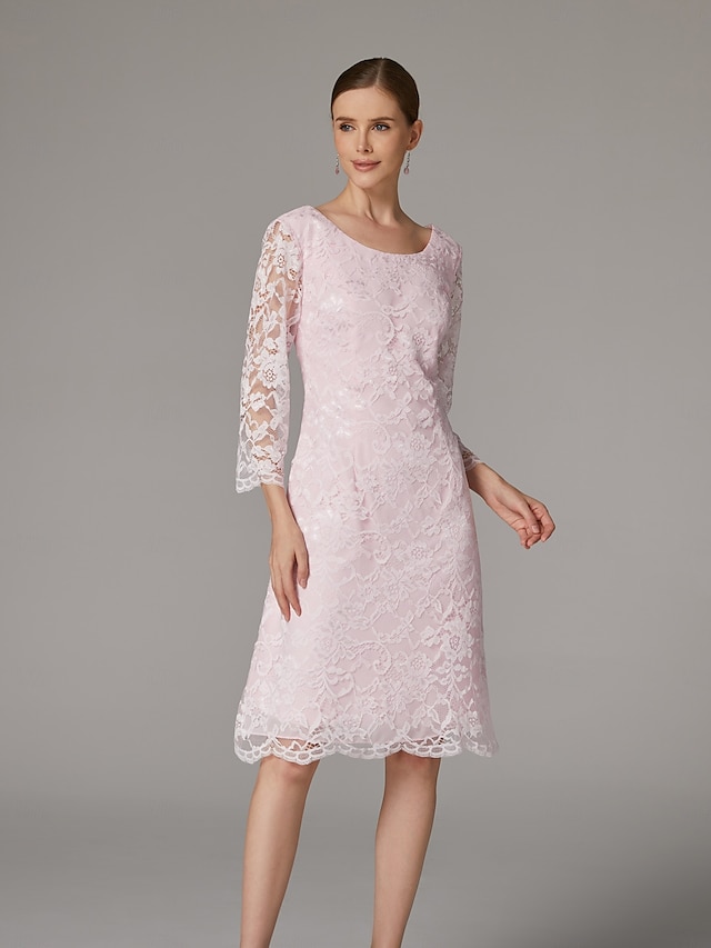 two piece a-line mother of the bride dresses wedding guest dresses tea length chiffon lace elegant, supplier image 6
