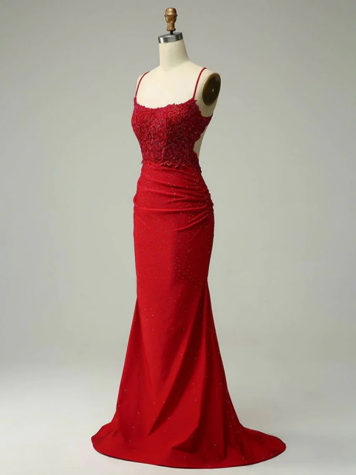 Mermaid Sleeveless Backless with Appliques Long Tight Prom Dress