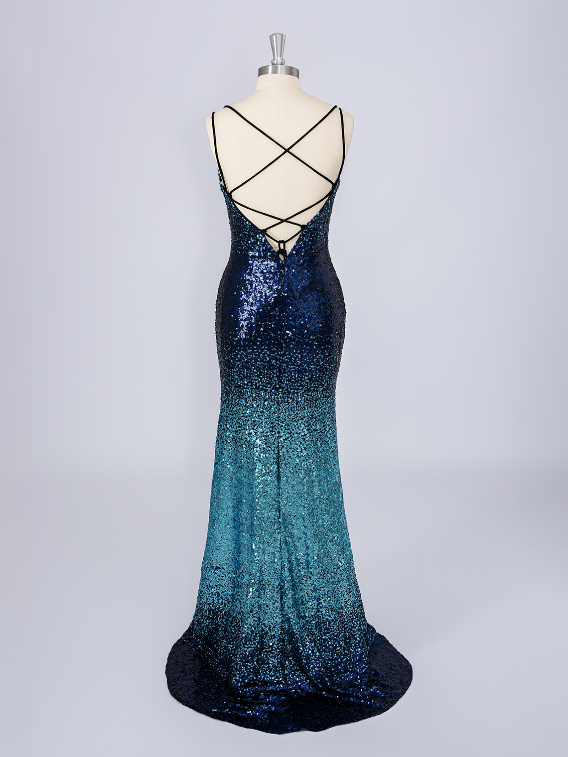 Mermaid Spaghetti Sequins Sleeveless Lace UP With Slit  Prom Dress