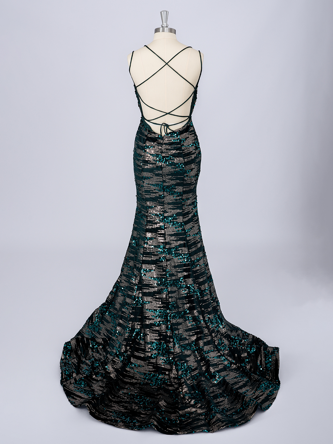 Sparkle Mermaid Sequins Square Neck Sleeveless Long Prom Dress