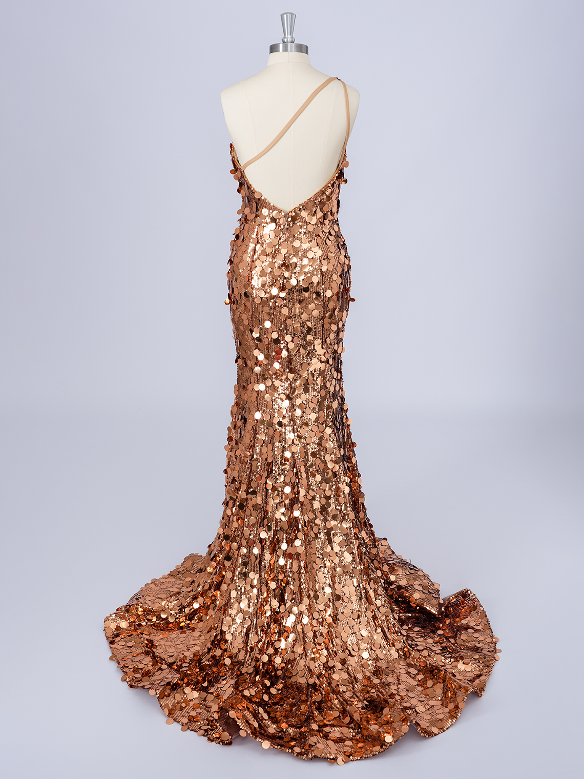Glitter Gold Mermaid One Shoulder With Sequin Long Prom Dresses