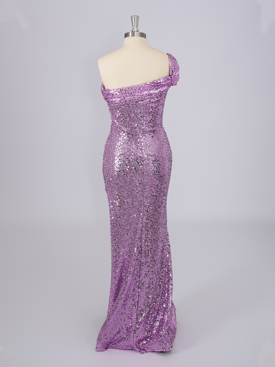 Lilac Mermaid Sequins One Shoulder Sleeveless With Slit Prom Dress