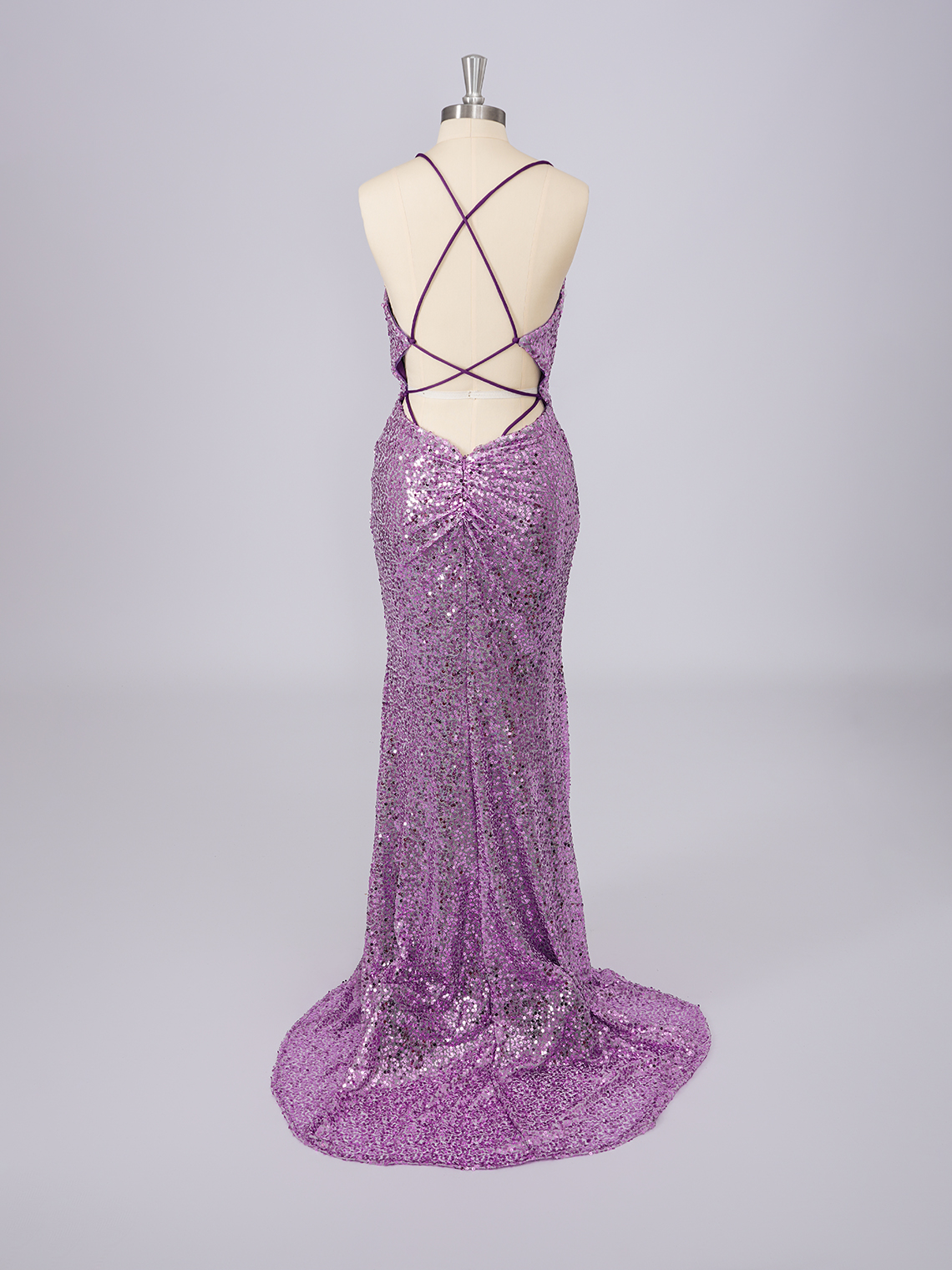 Mermaid Sequins V Neck Sleeveless With Ruffles Long Prom Dress