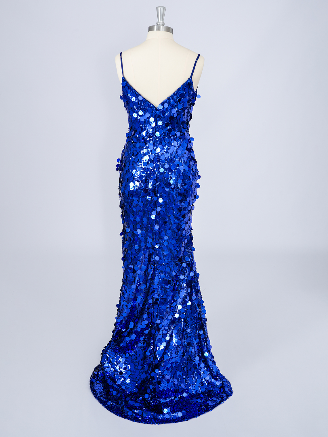 Royal Blue Mermaid Sequins V Neck With Slit Long Prom Dress