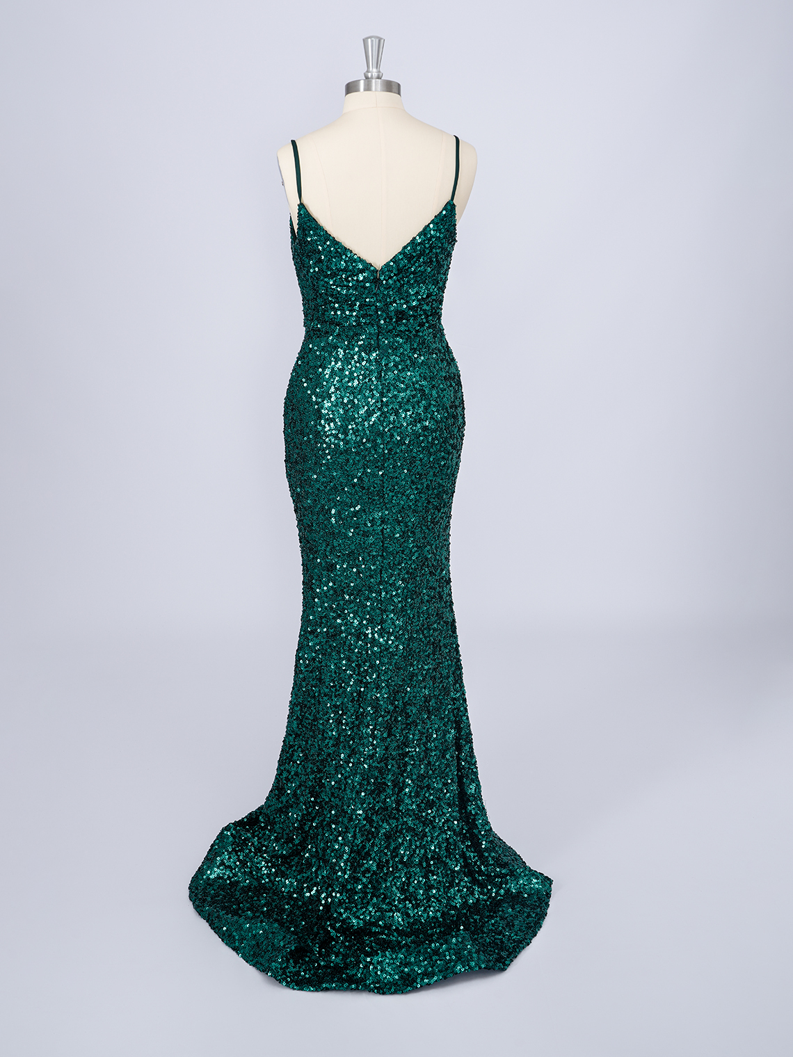 Sparkle Mermaid Sequins Sleeveless V Neck With Slit Long Prom Dress