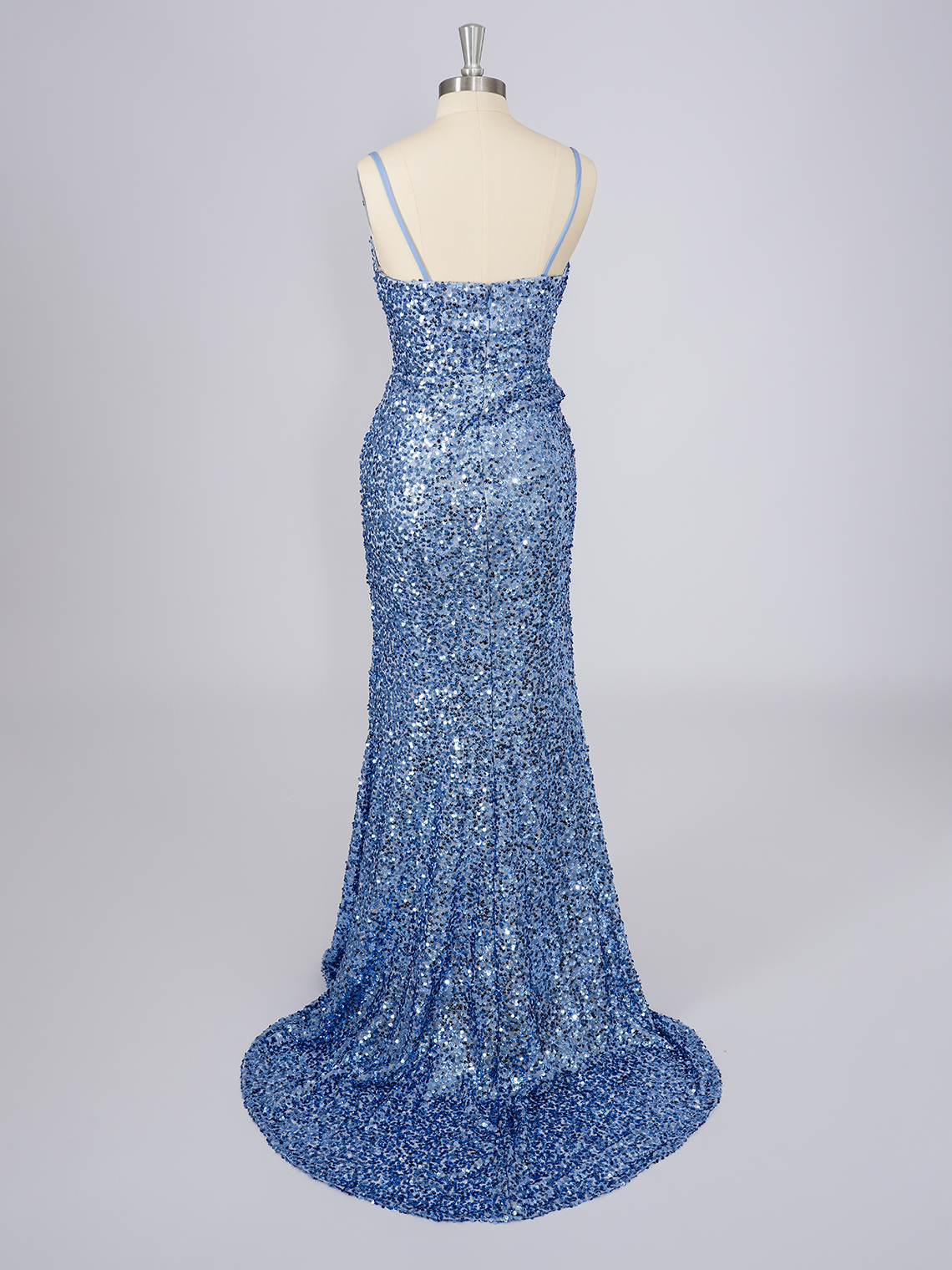 Sparkle Mermaid Scoop Neck Sleeveless With Ruffles Long Prom Dress