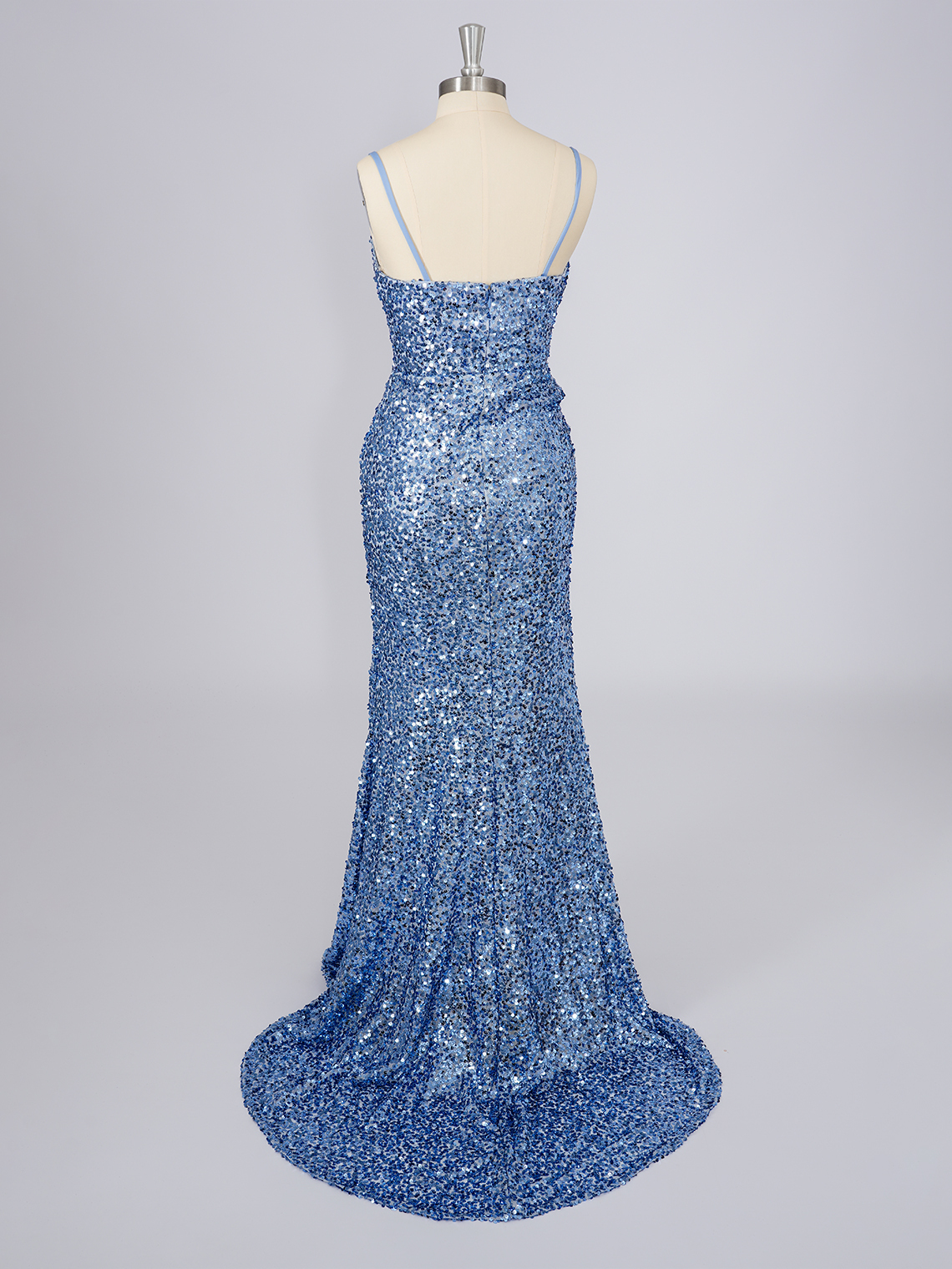 Sparkle Mermaid Scoop Neck Sleeveless With Ruffles Long Prom Dress