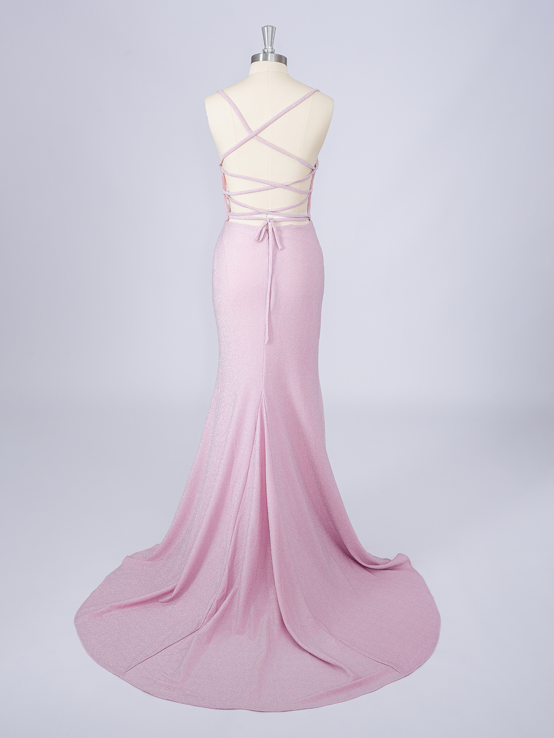 Sexy Pink Mermaid Crape Spaghetti Sleeveless Long Prom Dress