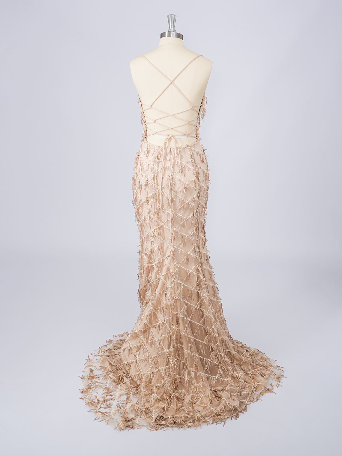 Sexy Mermaid Sequins Spaghetti High Split with Tassel Long Prom Dress ﻿