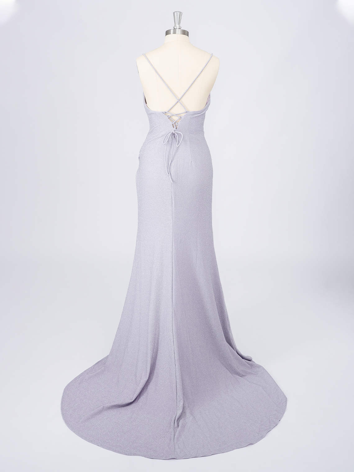 Mermaid Crape Spaghetti Pleats With High Split Long Prom Dress