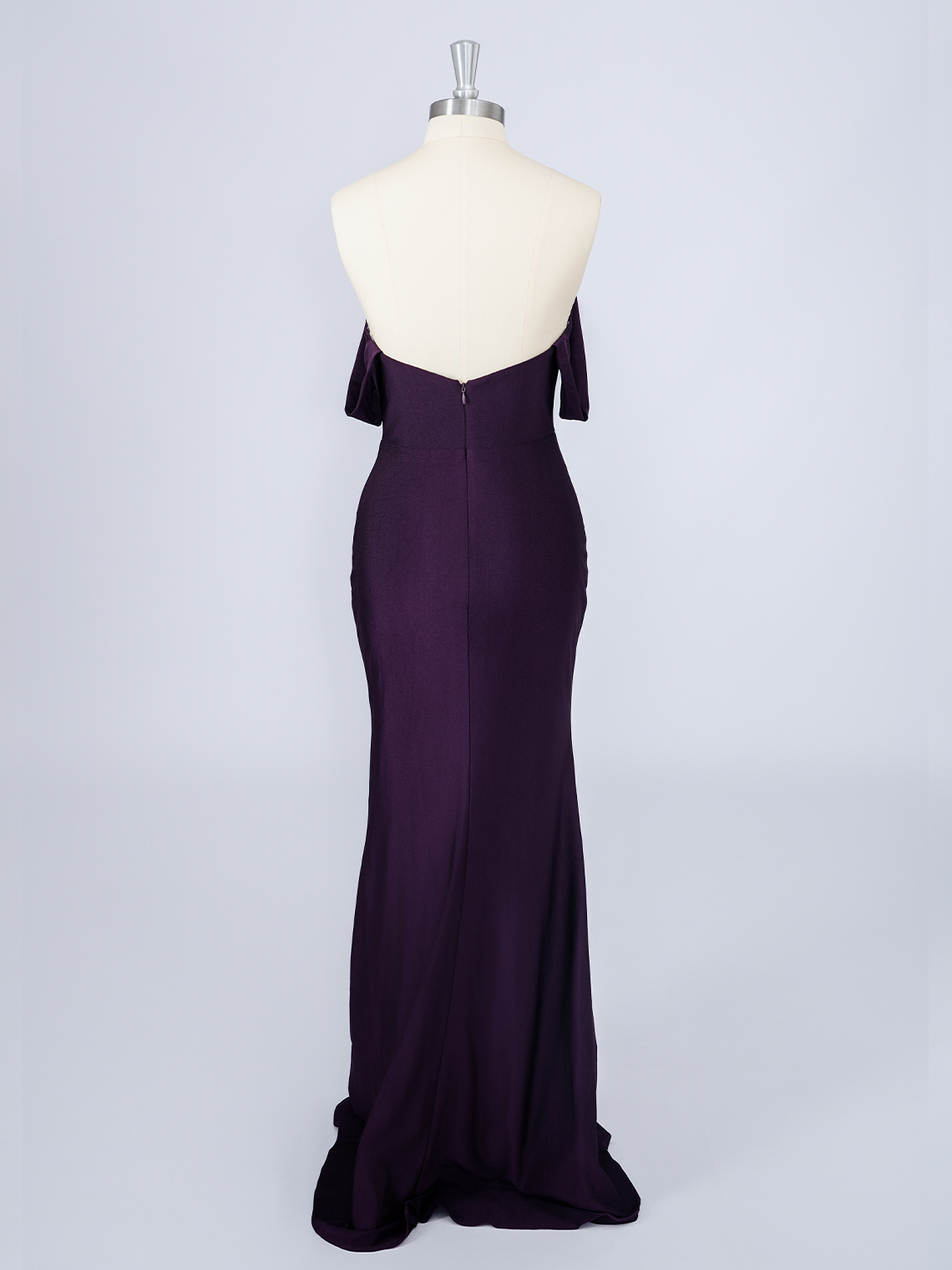 Dark Grape Mermaid Satin Strapless With High Split Long Prom Dress