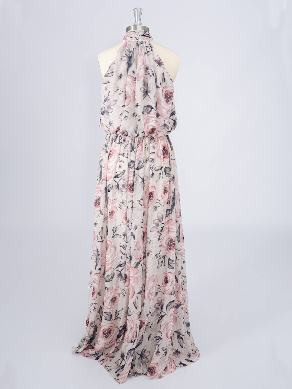 A-Line Chiffon Dress with floral patterns Floor Length Long Prom Dress