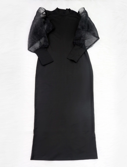 Dress Sheath/Column Sexy Black Cocktail Dress with Splicing Pure Color