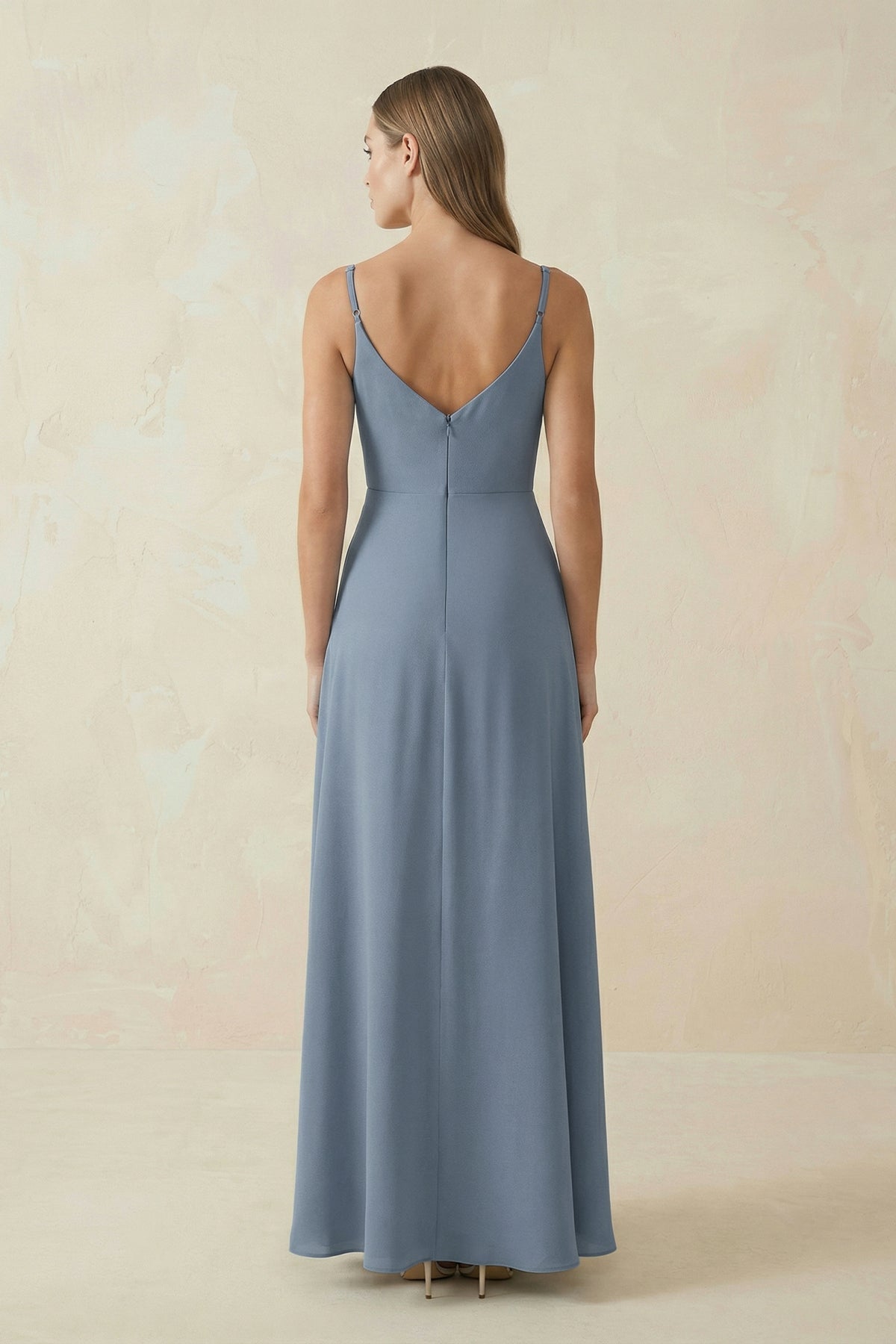 Cami Strap A-Line Chiffon Bridesmaid Dresses in Neptune, product image 2