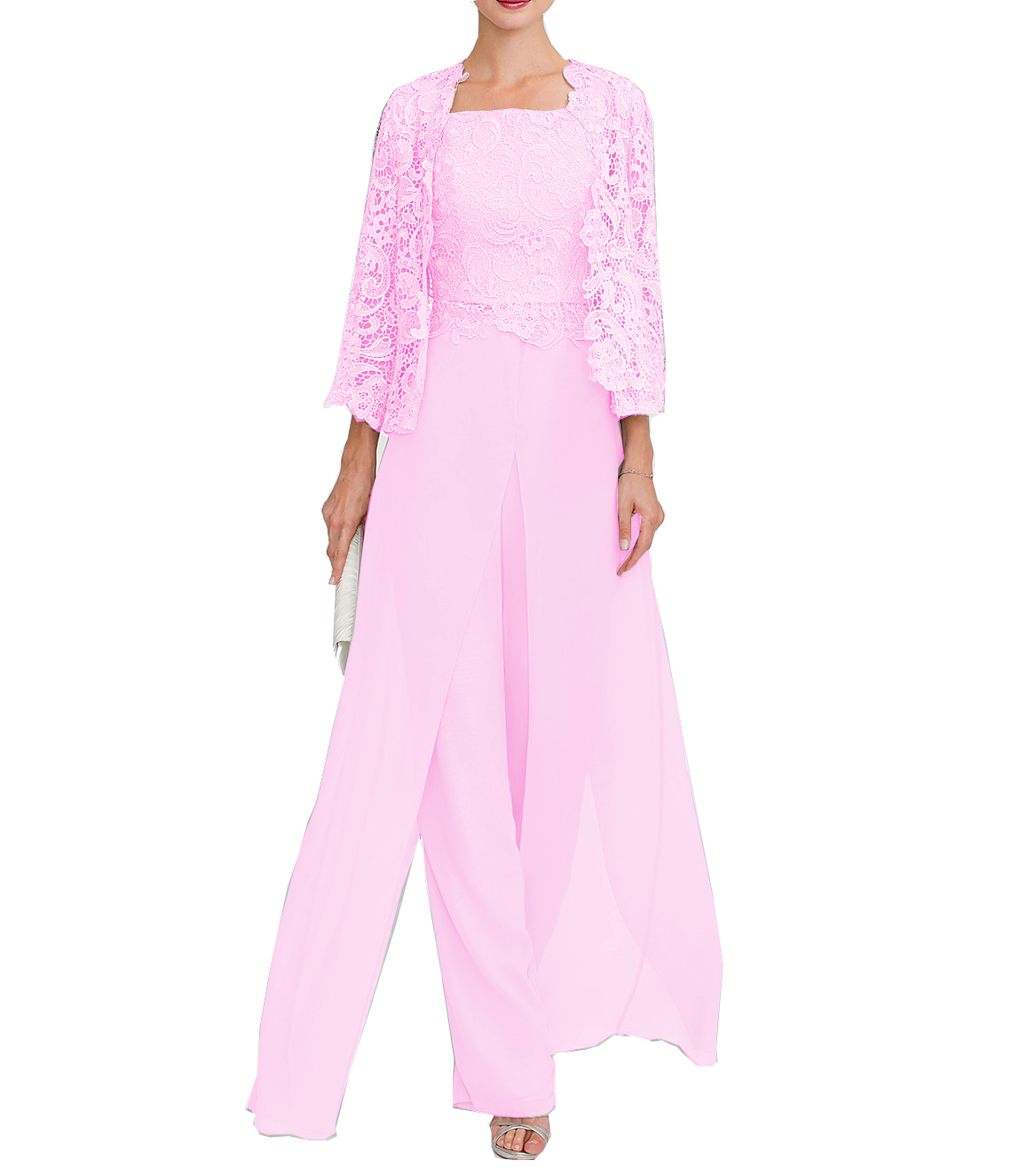 Jumpsuit Pantsuit 3 Piece Floor Length Mother of the Bride Dress 