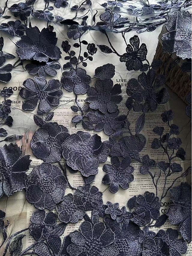 a-line mother of the bride dresses ankle length lace tulle with 3d flowers long sleeve v neck, supplier image 19